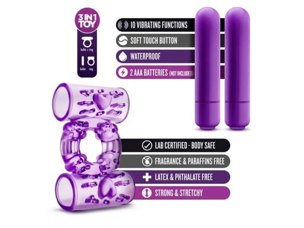 PLAY WITH ME - DOUBLE PLAY - DUAL VIBRATING COCK RING - PURPLE (2).webp