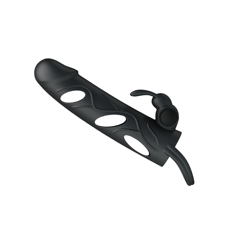 FUNDA CON VIBRADOR Y EXTENSIÃ“N EXTIENDE 2CM - 14CM X 3CM SILICONA