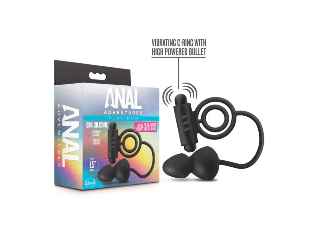 [BL-01802] Performance - Penetrator Anal Plug With Vibrating Cock Rings - Indigo