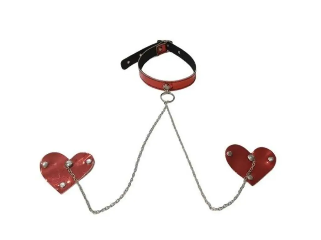 [FA-0901-01-1] Pezonera de Cadena Collar y Corazon Rojo