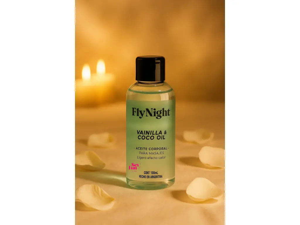 [FN-C5041] Aceite Masaje Saborizado Coco y Vainilla 100 cc. Fly Night