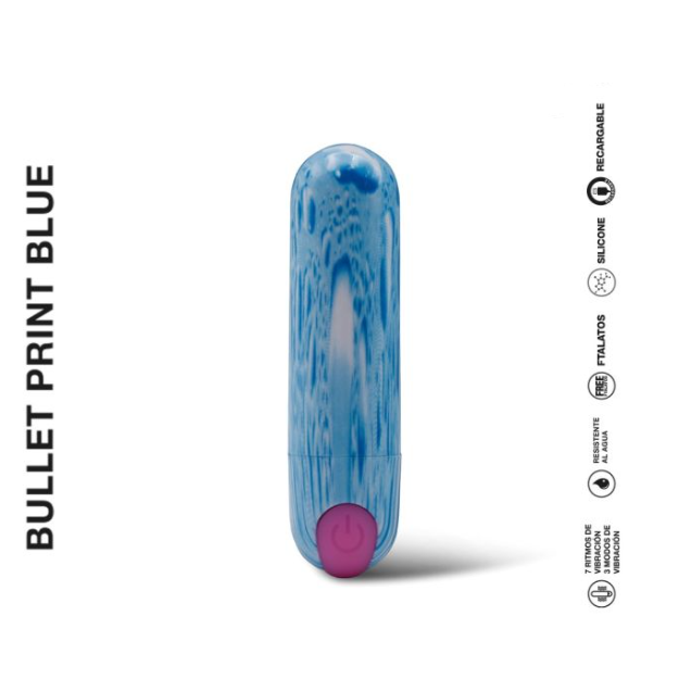 Bullet Print Blue- Bala Vibradora Recargable