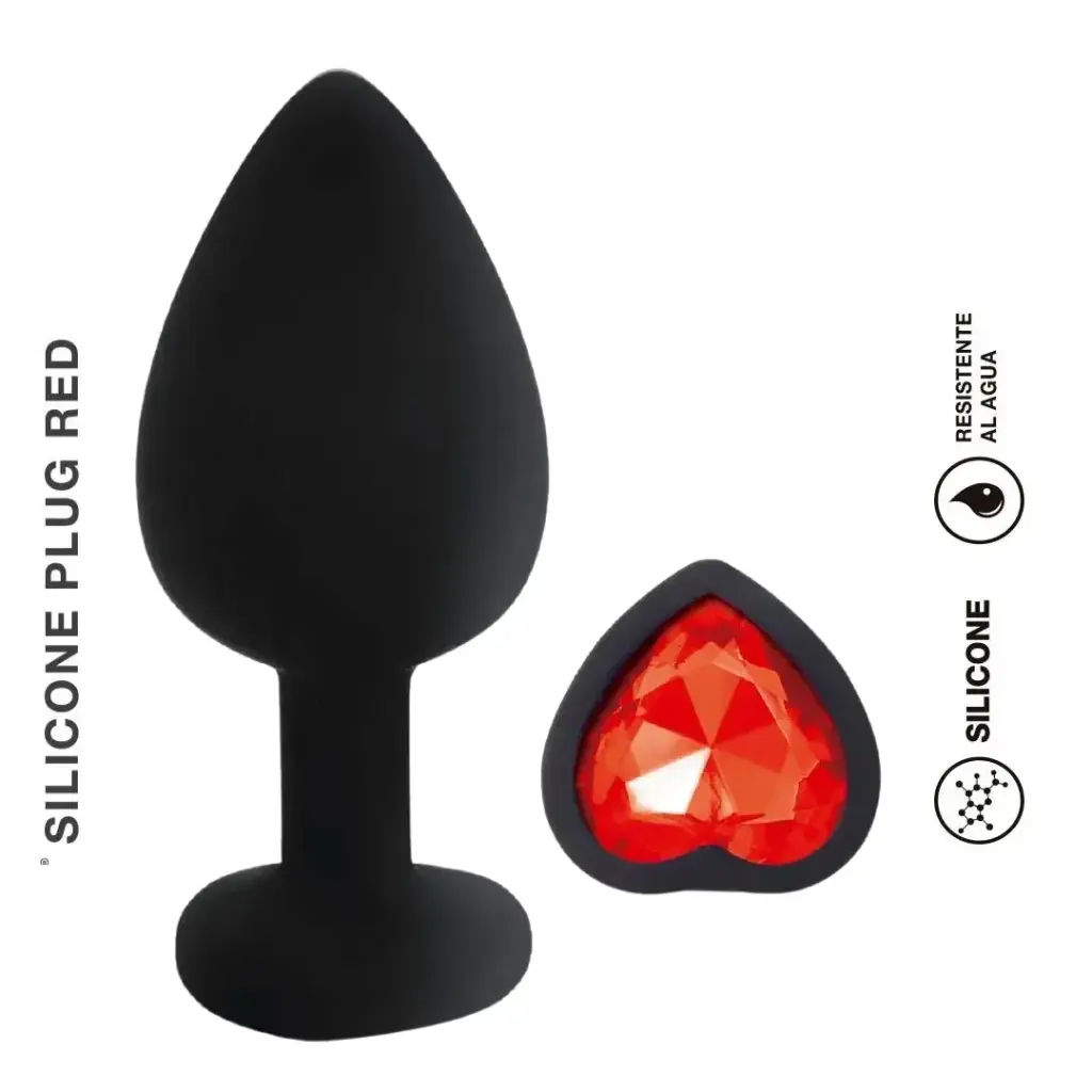 PLUG SILICONA CORAZON RED MEDIUM
