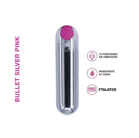 [ST-LY72B01-027] Bala Vibradora - Bullet Silver Pink