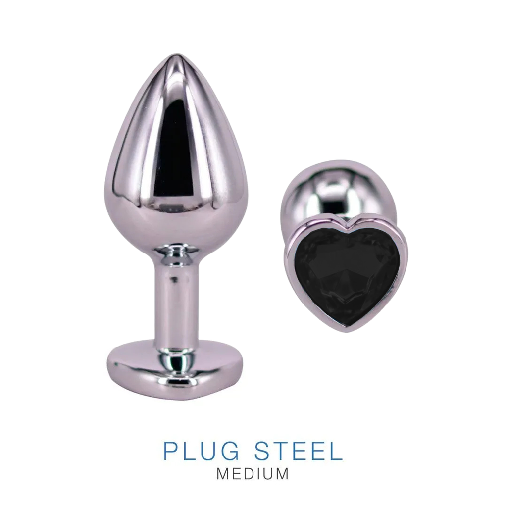 Plug Metal Corazon Black Medium