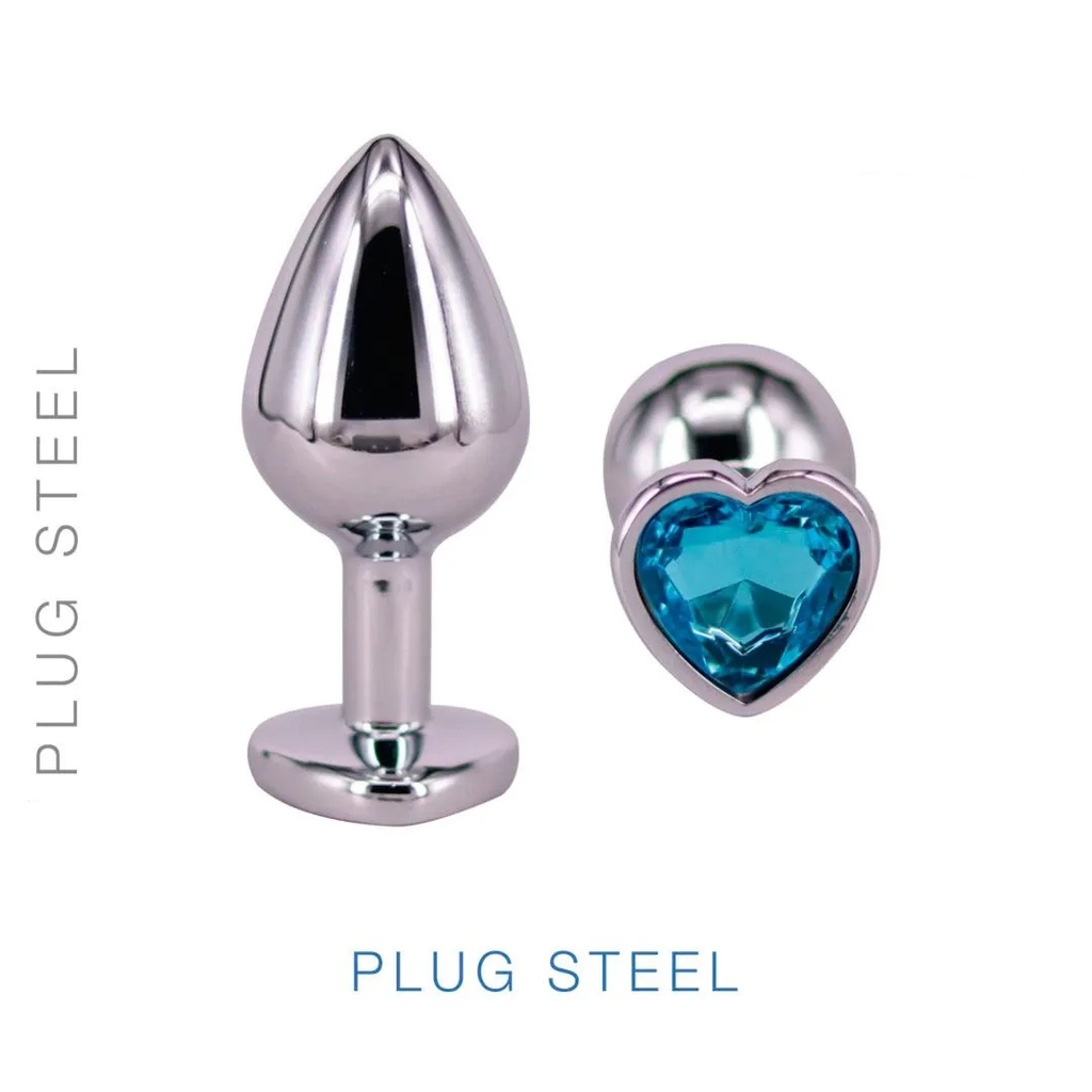 Plug Metal Corazon Celeste Large