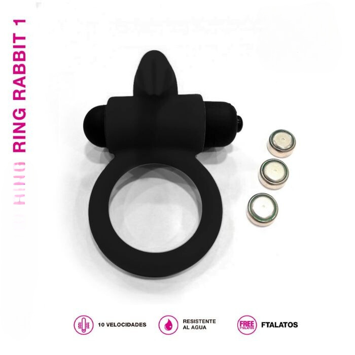 [ST-SWD045+17012] Anillo Vibrador Rabbit a pilas - BLACK