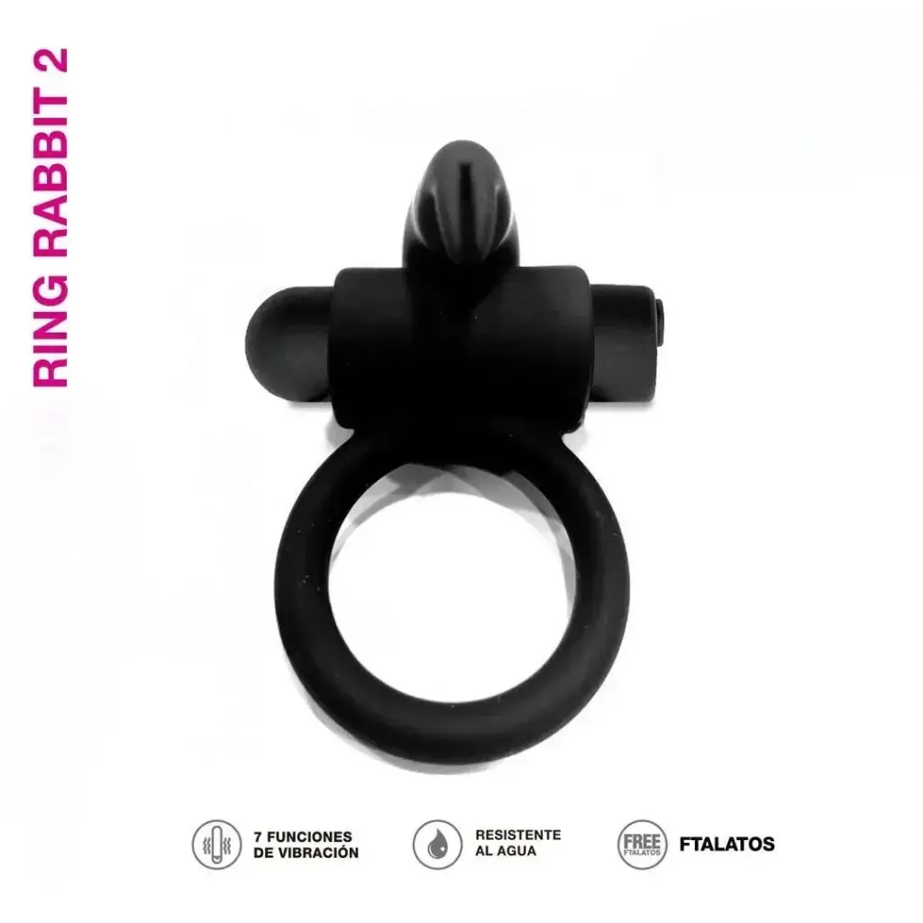 Anillo Vibrador rabbit RECARGABLE BLACK