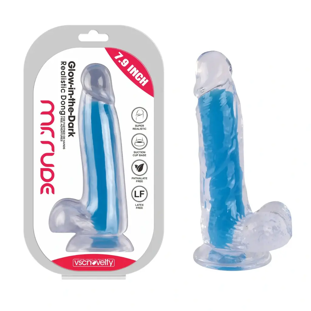 Mr. Rude 7.9â€Glow-in-the-Dark Dong Blue