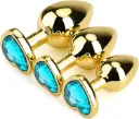 Plug Anal Dorado de Corazon Azul - S