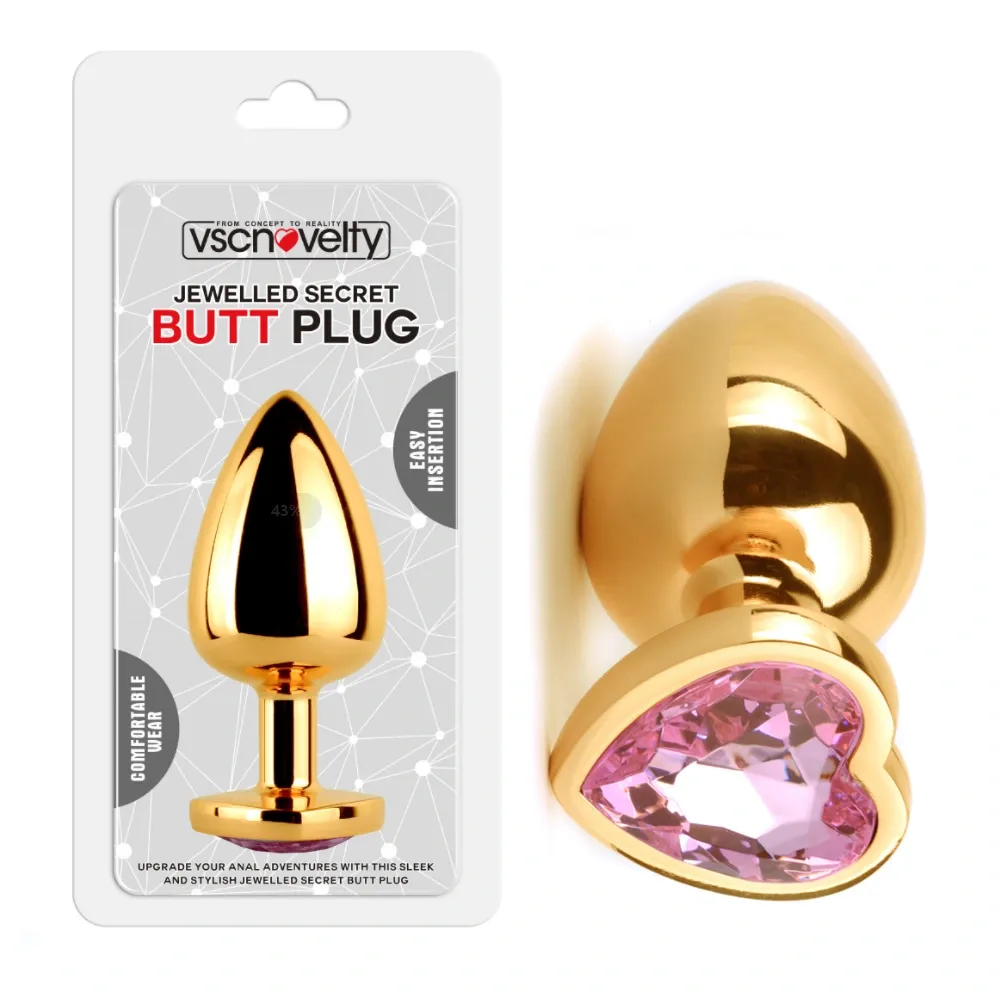 [VN-420010-CLEAR] Plug Anal Dorado de Corazon Blanco - S