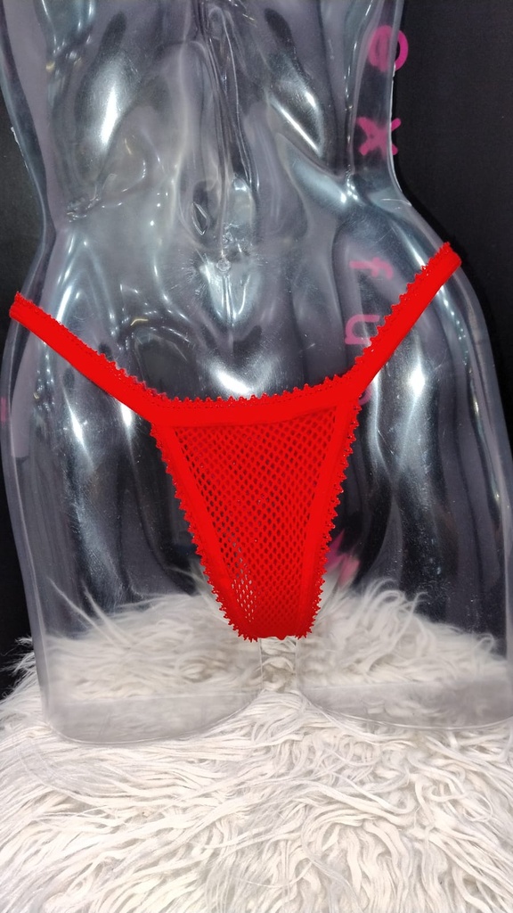 [PSN102AMA] Tanga de Red Con Puntilla (Amarillo)
