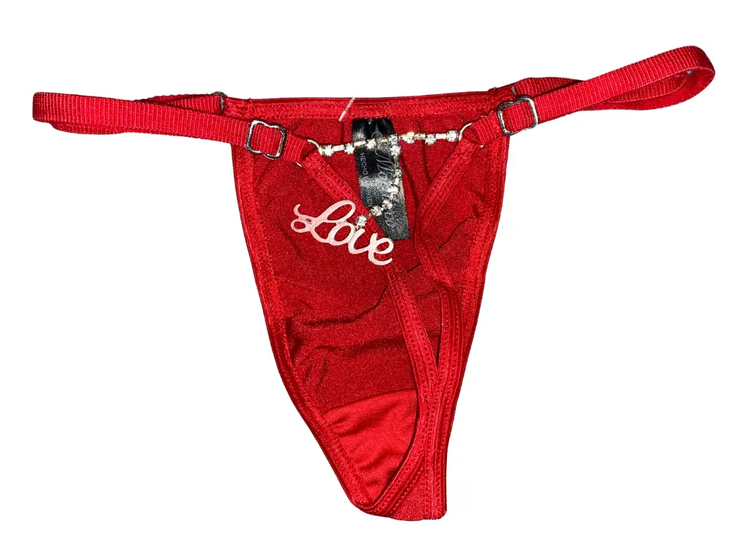[M098ABLA] Tanga Strass Love (Blanco)