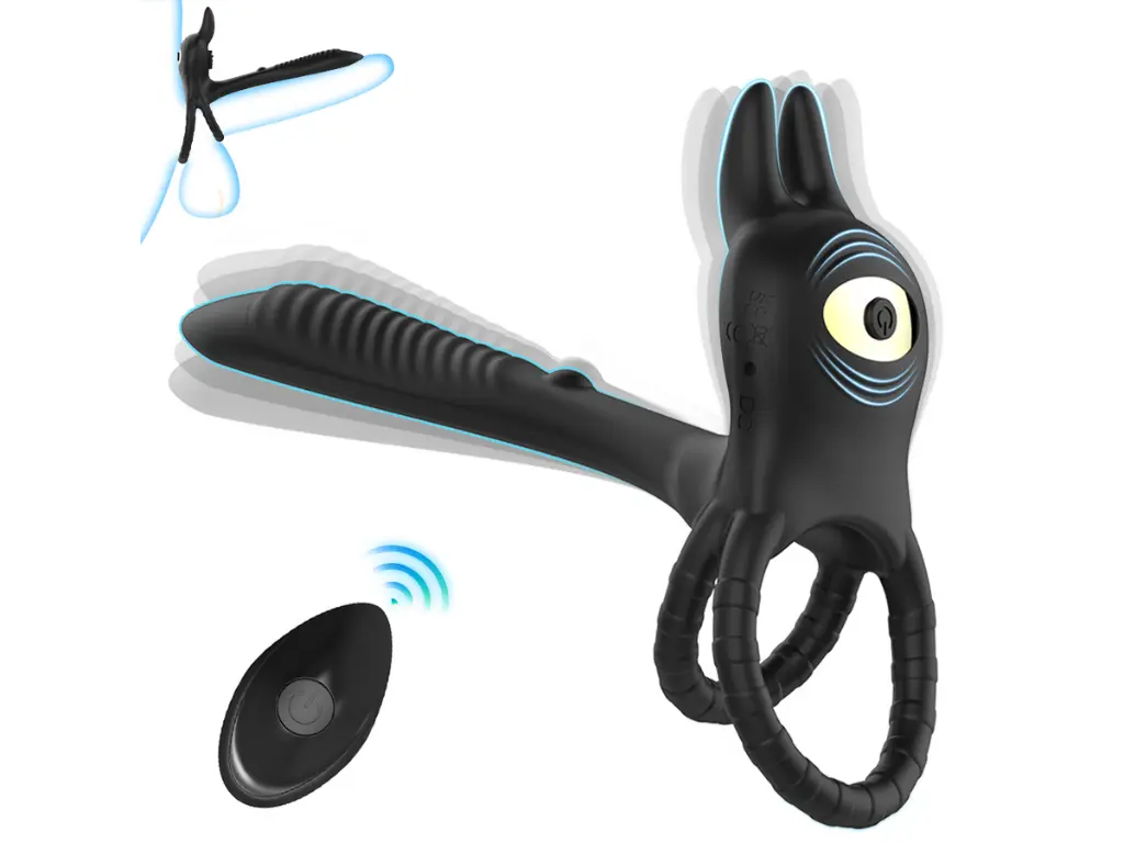 [GM-SJH028] Anillo Doble con Vibración y Lengua con Control