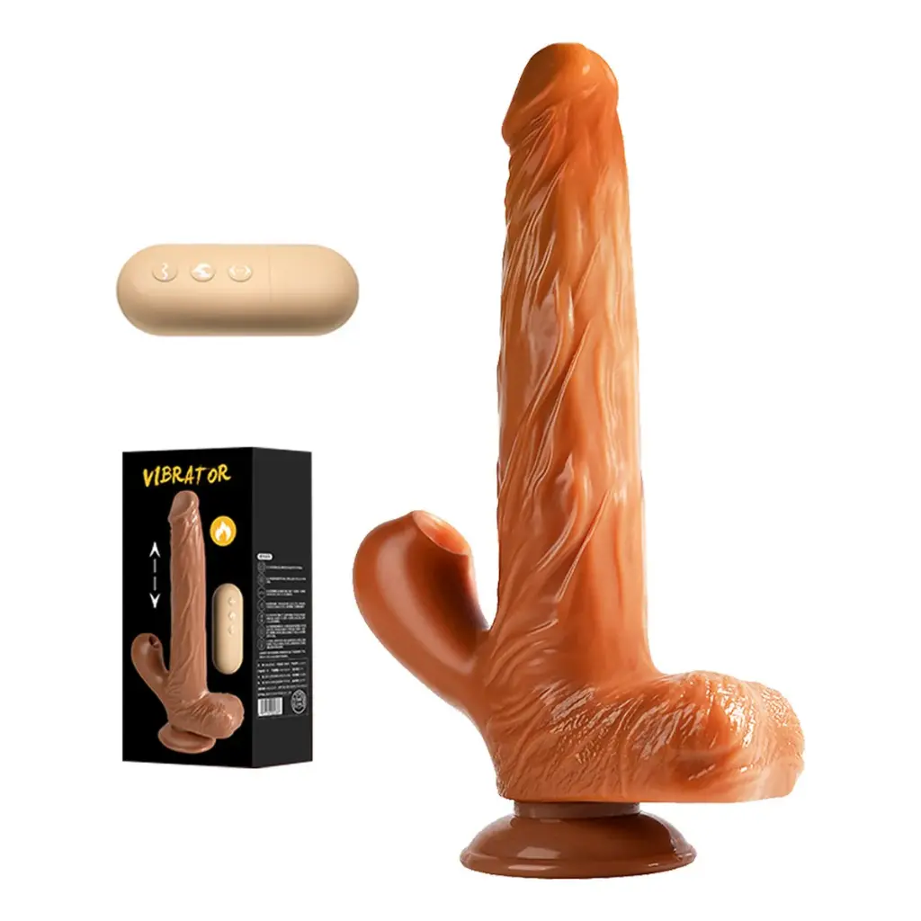Dildo Vibrador Ultra Realistico Giratorio Y Ventosa Color Marrón