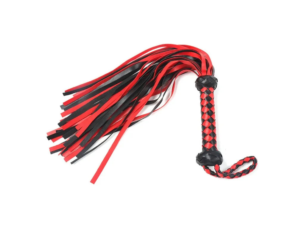 Latigo de Cuero Trenzado con Mango Rigido