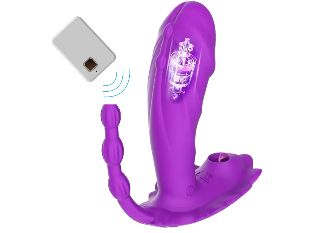 Vibrador Triple con Succion, Temperatura y Control