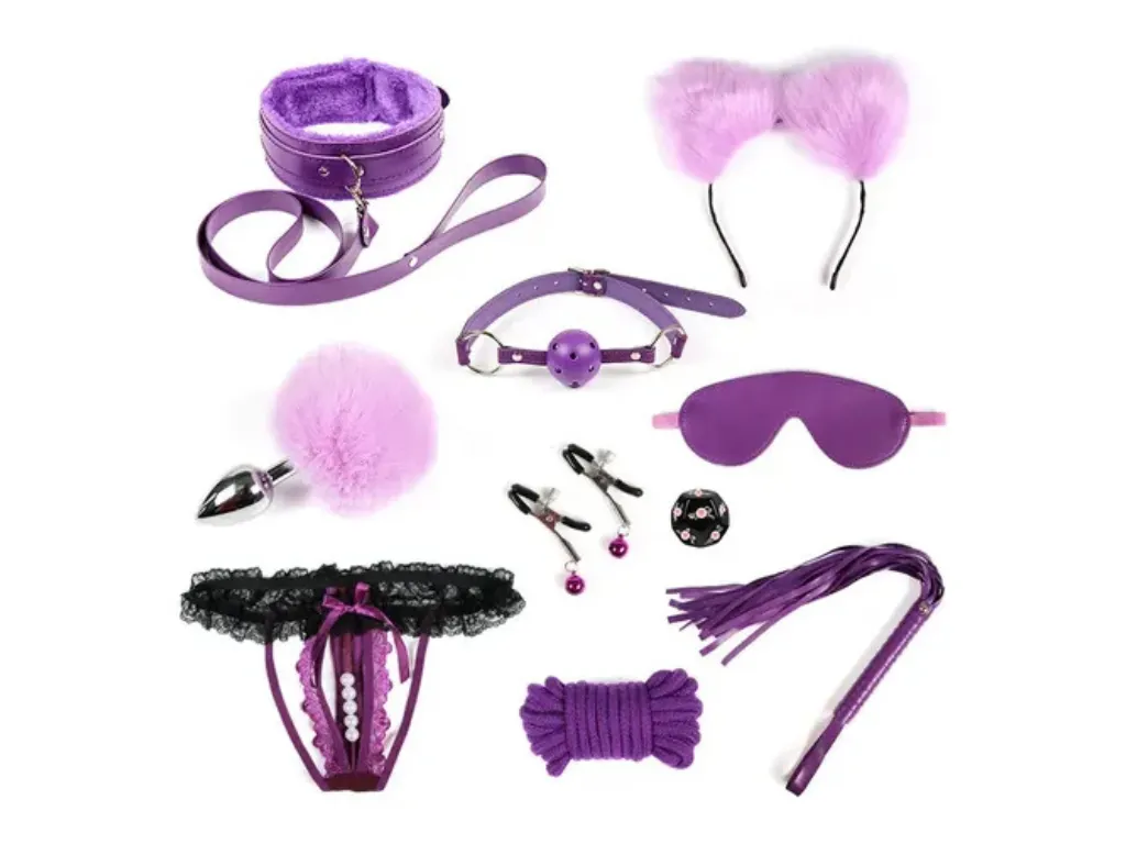 [TZ-1010] Kit 10 piezas Bdsm con Less Abierta - Violeta