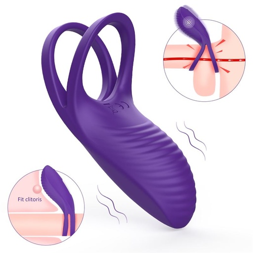 [SHD-H007] ANILLO VIBRADOR TRAP - USB RECARGABLE - 9 FUNCIONES - SILICONA 10CM X 5CM