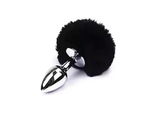 [ST-BM-3184BLK] Plug Anal Metal Cola Conejo - Negro