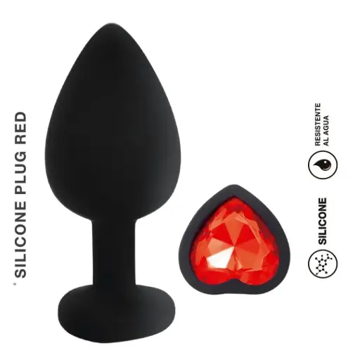 [ST-BY17-154-RED] PLUG SILICONA CORAZON RED MEDIUM