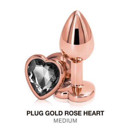 [ST-M003-M-ROSE] PLUG GOLD ROSE HEART BLACK M