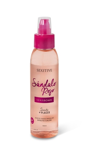 [SXT-S04] Aceite masajes SensBomb efecto calor - SANDALO ROJO 130 ml