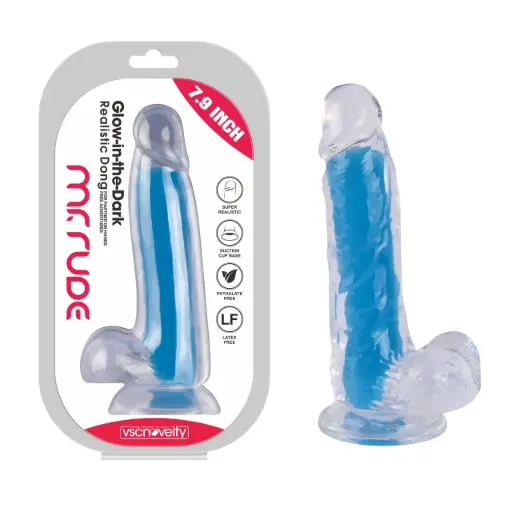 [VN-210100-Blue] Mr. Rude 7.9â€Glow-in-the-Dark Dong Blue