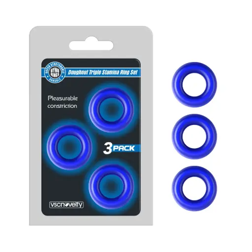 [VN-343001-Blue] Doughnut Triple Stamina Ring Set Blue