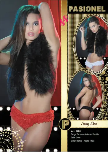 Tanga Tul con Volados en puntilla Sexy Line Pasionel