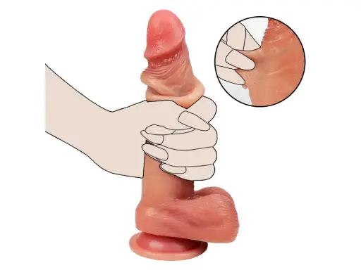 [QYL-012] Dildo Ultra Realistico Piel Pellizcable con Testiculos