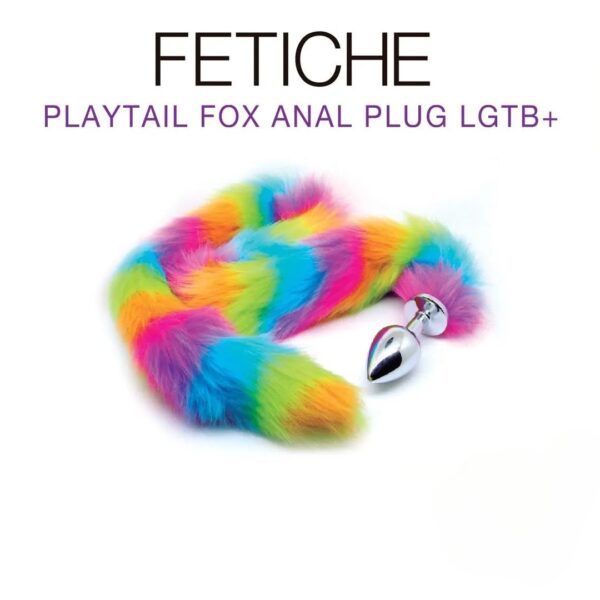 Plug cola de zorro LGBT+ multicolor - M