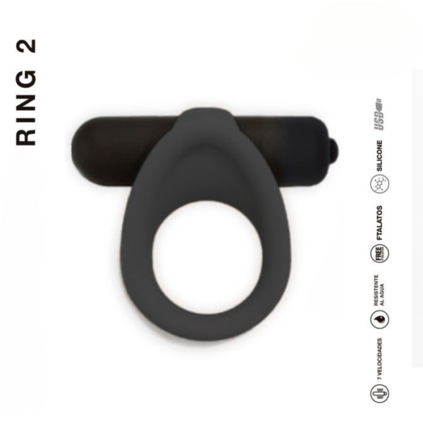 Ring 2 - con vibro Negro