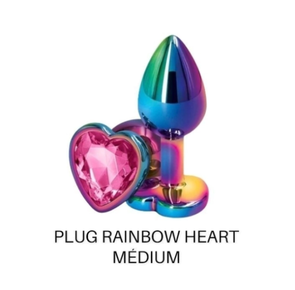 Plug arcoíris con tope de corazón - M