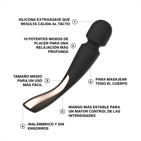 Lelo Premium Smart Wand 2 Medium Black - Vibrador - Imagen 2