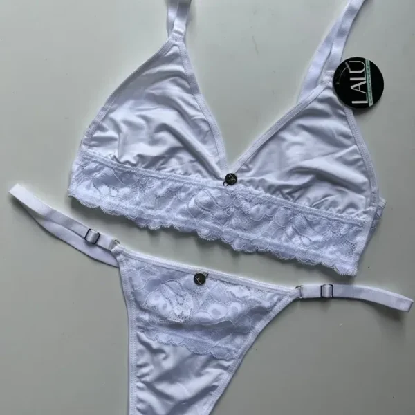 Conjunto Bralette De Lycra Con Encaje