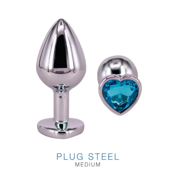 Plug Anal de Acero Corazon Celeste