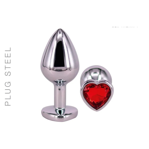 Plug Anal de Acero Corazon Rojo - L
