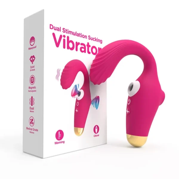 Vibrador Con Succionador y Pulsaciones con Temperatura Automatica