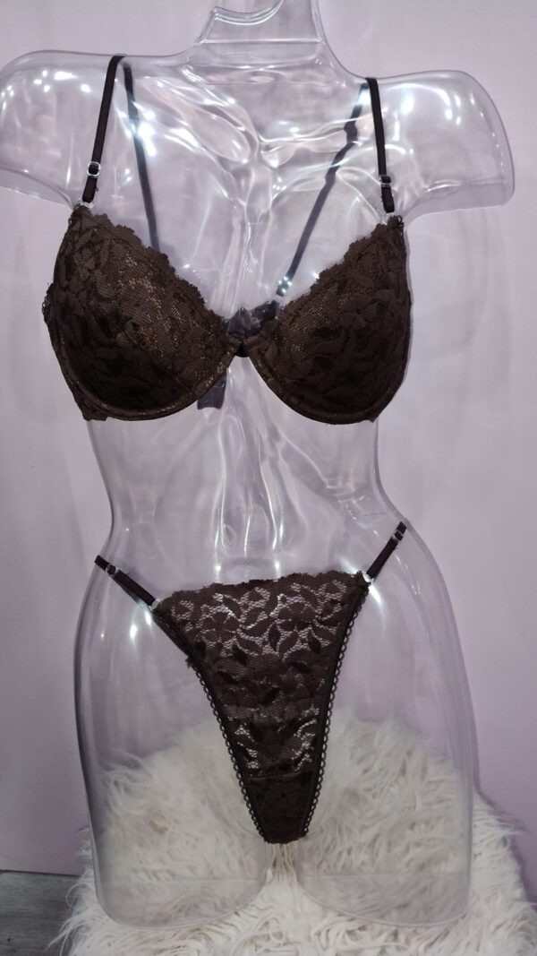 Conjunto Push Up de Encaje - Chocolate